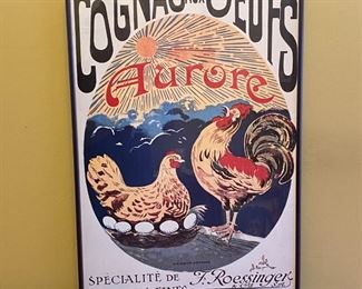 Cognac Framed Poster Aux Oeuf Aurore Specialite De Liquers Fines Frame: 26x17in