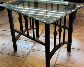 Iron Frame Glass Top Table 21 x 24 x 20in HxWxD
