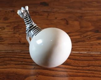 Lg Zebra Hatchling Mexican Folk Art Sculpture R. Miranda Mexico Egg Hatch 5.75 inches high.