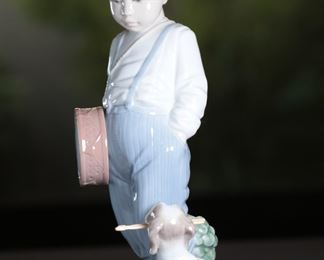 Lladro 6846 Friendly Duet Boy Dog Porcelain Figurine 9.75 inches high.