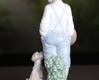 Lladro 6846 Friendly Duet Boy Dog Porcelain Figurine 9.75 inches high.