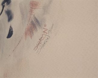 Signed Numbered Sharon Tiger Head Litho Framed Art Print Frame: 27 x 24in