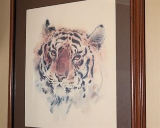 Signed Numbered Sharon Tiger Head Litho Framed Art Print Frame: 27 x 24in