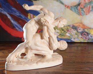 G. Ruggeri Sculpture Wrestlers Statue 7 inches high