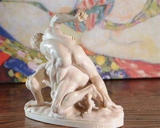 G. Ruggeri Sculpture Wrestlers Statue 7 inches high