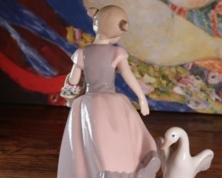 Nadal Spanish Porcelain 2301 Country Girl with Geese Porcelain Figurine 7.75 inches high.