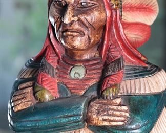 20in Carved Wood Indian Chief Statute 20 inches high
