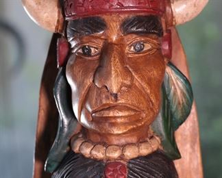 20in Carved Wood Indian Totem Statute 20 inches high