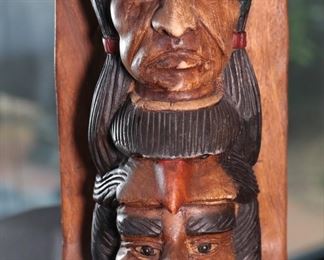 20in Carved Wood Indian Totem Statute 20 inches high