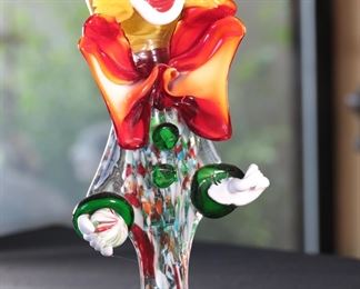 Vintage Murano Art Glass Clown Figure 12.5 inches high.