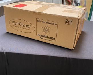 Eco Decors ED-1050 Teak Shower Stool in box