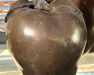 2pc Oversize Resin Faux Brass Apples PAIR 11 inches high