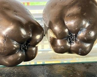 2pc Oversize Resin Faux Brass Apples PAIR 11 inches high