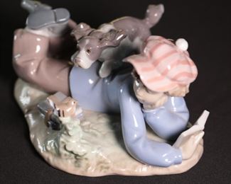 Lladro 5451 Study Buddies Boy with Dog Porcelain Figurine 4 inches high