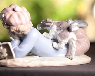 Lladro 5451 Study Buddies Boy with Dog Porcelain Figurine 4 inches high