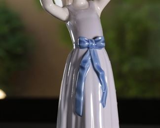 Lladro 5011 Coy Girl Holding Hat Porcelain Figurine #2 10.25 inches high.