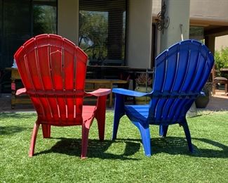 2pc Plastic Adirondack Chairs PAIR 36 x 30 x 27 HxWxD