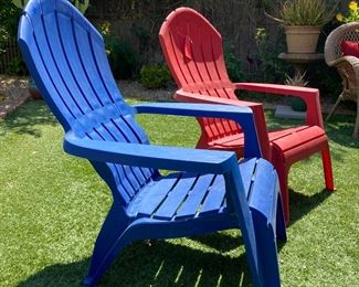 2pc Plastic Adirondack Chairs PAIR 36 x 30 x 27 HxWxD