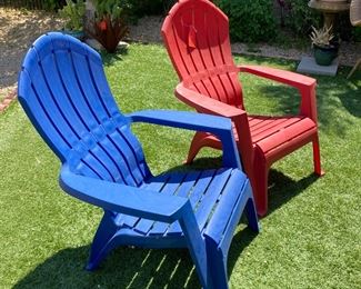2pc Plastic Adirondack Chairs PAIR 36 x 30 x 27 HxWxD