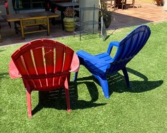 2pc Plastic Adirondack Chairs PAIR 36 x 30 x 27 HxWxD