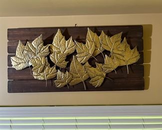 Gold Leaves on board Decor #1 20 x 43in
