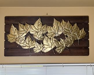Gold Leaves on board Decor #2 20 x 43in