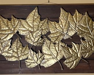 Gold Leaves on board Decor #2 20 x 43in