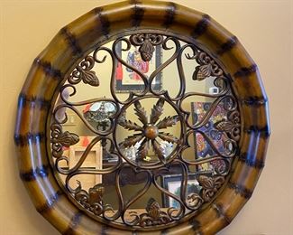Round Metal Frame Mirror Scroll Metal 29in Diameter