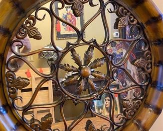 Round Metal Frame Mirror Scroll Metal 29in Diameter