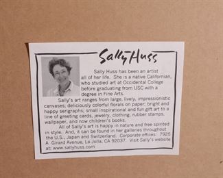 Signed Sally Huss Beach Side Hotel Litho Framed Art Print 13 x 15.75in