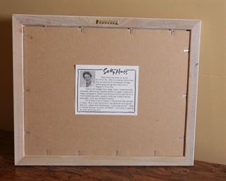 Signed Sally Huss Beach Side Hotel Litho Framed Art Print 13 x 15.75in