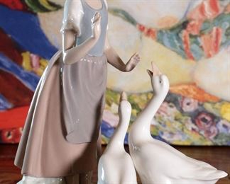 NAO by Lladro 286 Teaching the Geese 10.75 inches high.