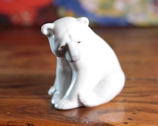 Lladro Seated Polar Bear Porcelain Figurine 3.5 inches high.