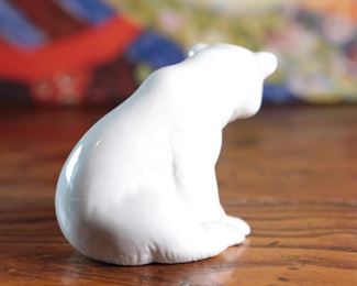 Lladro Seated Polar Bear Porcelain Figurine 3.5 inches high.