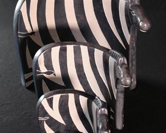 3pc Kenyan Soapstone Zebra Figures Decor Largest: 5.5 inches high