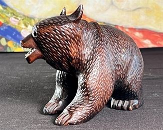 Hand Carved Grizzly Bear Folk Art #1 5.25 inches high.
