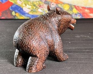 Hand Carved Grizzly Bear Folk Art #1 5.25 inches high.