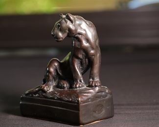 2pc Replica Pompeian Bronze Lion Bookends by Paul Herzel 6.5 inches high.