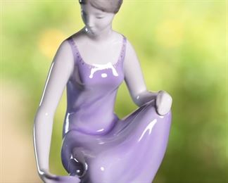 Hollohaza Porcelain Hungary Girl with Dish Porcelain Figurine 7.75 inches