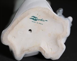 Zaphir Shy Girl with Dog Porcelain Figurine 10 inches high