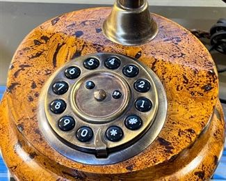 Retro Burlwood Landline Phone 8 x 9 x 6in
