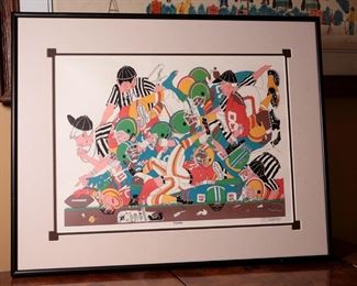 Signed Bruce Johnson Fumble Litho Framed Art Print Frame: 16 x 20.5in