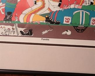 Signed Bruce Johnson Fumble Litho Framed Art Print Frame: 16 x 20.5in
