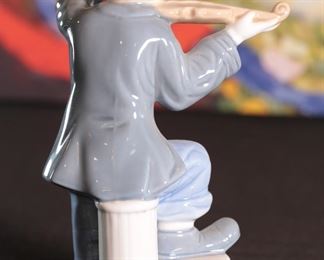 PS Paul Sebastian Clown Playing Violin Porcelain Figurine 8.25 inches high