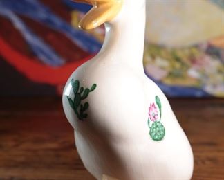 Vintage Porcelain Quacking Cactus Duck Ceramics Diana 87 8.25 inches high.
