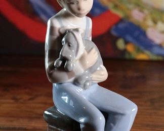 Nao by Lladro 1050 A Friend in Need Boy with Puppy Dog Porcelain Figurine 6.75 inches high.