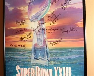 1989 Super Bowl XXIII Signed Poster 49ers Vs Bengals NFL Referee Official Signed	Frame: 36 x 20in	