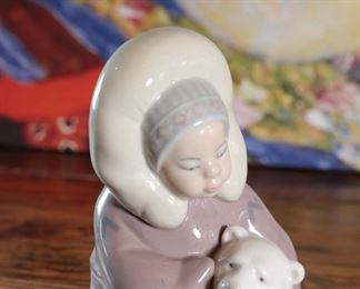 Lladro 1195 Eskimo Girl Polar Bear Porcelain Figurine	5 inches high	