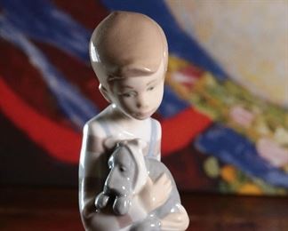 Nao by Lladro 1050 A Friend in Need Boy with Puppy Dog Porcelain Figurine	6.75 inches high.	