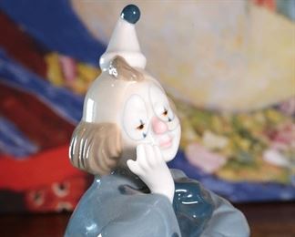 Porcelain Sad Clown Figurine Porcelana De Cuernavaca&nbsp;	7 inches high	